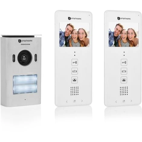 Système D’interphone Vidéo Smartwares DIC-22122 – 480p – Écran LCD De 3,5” (8,9 Cm) – Caméra Panoramique / Inclinaison à 15° – Facile à Installer – Étanche – 12 Mélodies – Vision Nocturne – Kit Pour 2 3 Système D’interphone Vidéo Smartwares DIC-22122 – 480p – Écran LCD De 3,5” (8,9 Cm) – Caméra Panoramique / Inclinaison à 15° – Facile à Installer – Étanche – 12 Mélodies – Vision Nocturne – Kit Pour 2