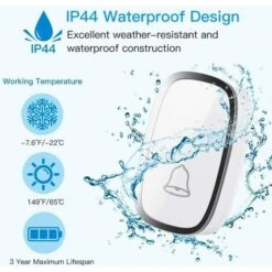 Sonnette Sans Fil, Sonnette De Porte Étanche à 300 Mètres De Portée, Carillon Sans Fil Avec 1 Transmetteur Et 1 Récepteur Enfichable Et 36 Sonneries 4 Niveau Volumes Pour Maison, Bureau, Magas Carill 9 Sonnette Sans Fil, Sonnette De Porte Étanche à 300 Mètres De Portée, Carillon Sans Fil Avec 1 Transmetteur Et 1 Récepteur Enfichable Et 36 Sonneries 4 Niveau Volumes Pour Maison, Bureau, Magas Carill -Dagrand Magasin 23057477 3