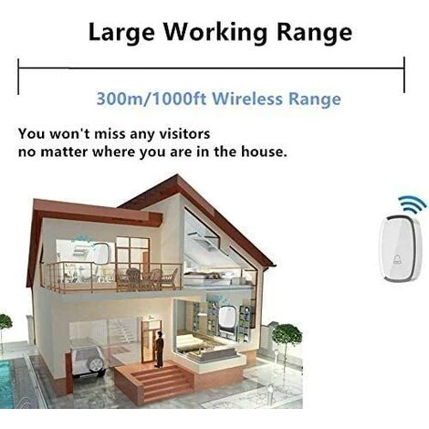 Sonnette Sans Fil, Sonnette De Porte Étanche à 300 Mètres De Portée, Carillon Sans Fil Avec 1 Transmetteur Et 1 Récepteur Enfichable Et 36 Sonneries 4 Niveau Volumes Pour Maison, Bureau, Magas Carill 6 Sonnette Sans Fil, Sonnette De Porte Étanche à 300 Mètres De Portée, Carillon Sans Fil Avec 1 Transmetteur Et 1 Récepteur Enfichable Et 36 Sonneries 4 Niveau Volumes Pour Maison, Bureau, Magas Carill – Image 4