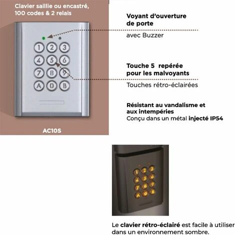 Aiphone - Clavier Saillie Résistant Au Vandalisme, Rétro éclairé 100 Codes 2 Relais 12/24vca-cc - AC10S 4 Aiphone - Clavier Saillie Résistant Au Vandalisme, Rétro éclairé 100 Codes 2 Relais 12/24vca-cc - AC10S – Image 2