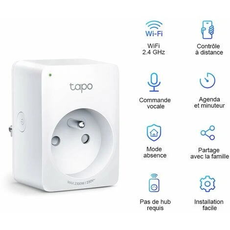 Lot De 2 Mini Prise 2P+T Connectée WiF - TP-Link 4 Lot De 2 Mini Prise 2P+T Connectée WiF - TP-Link – Image 2