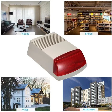 Sirène Stroboscopique Filaire, Alarme Lumineuse D'extérieur, Lampe De Poche Rouge étanche, Klaxon 120db, Alarme Forte, Haut-parleur 5 Sirène Stroboscopique Filaire, Alarme Lumineuse D'extérieur, Lampe De Poche Rouge étanche, Klaxon 120db, Alarme Forte, Haut-parleur – Image 3