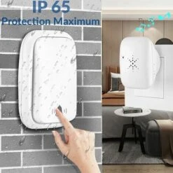 GP Sonnette Sans Fil Et Sans Pile Extérieure étanche IP 65 Neige Pluie Humidité, Blanc 9 GP Sonnette Sans Fil Et Sans Pile Extérieure étanche IP 65 Neige Pluie Humidité, Blanc -Dagrand Magasin 70542384 3