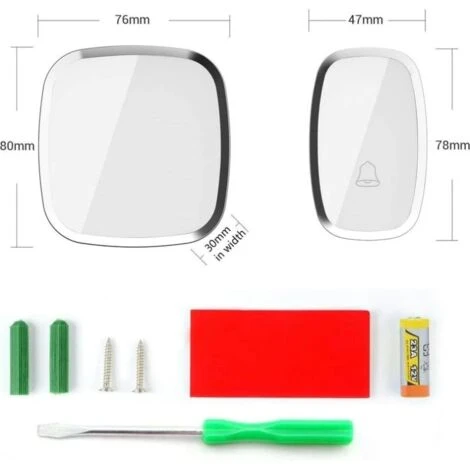Sonnette Sans Fil, Sonnette De Porte Étanche à 300 Mètres De Portée, Carillon Sans Fil Avec 1 Transmetteur Et 1 Récepteur Enfichable Et 36 Sonneries 4 Niveau Volumes Pour Maison, Bureau, Magas Carillo 7 Sonnette Sans Fil, Sonnette De Porte Étanche à 300 Mètres De Portée, Carillon Sans Fil Avec 1 Transmetteur Et 1 Récepteur Enfichable Et 36 Sonneries 4 Niveau Volumes Pour Maison, Bureau, Magas Carillo – Image 5