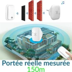 Sonnette Sans Fil Et Sans Pile Extérieur Étanche IP 65 Neige Pluie Humidité,blanc 10 Sonnette Sans Fil Et Sans Pile Extérieur Étanche IP 65 Neige Pluie Humidité,blanc -Dagrand Magasin 80263202 4