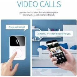 MINKUROW Sonnette Sans Fil Connectée Avec Caméra De Surveillance, Wifi Smart Camera, Enregistrement Vidéo, Sonnette Porte (Type-C), Plusieurs Sonnerie Rechargeable, Connexion Smartphone Android Et Iph -Dagrand Magasin 80715063 4