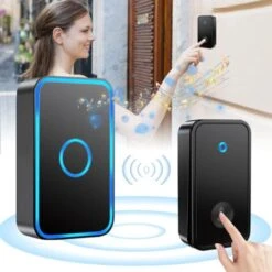 Sonnette Sans Fil, SDLOGAL Sonnette De Porte Étanche Kit De Carillon Electronique Avec 1 Récepteurs Enfichables, 60 Mélodies Pour Maison, Bureau, Hôtel