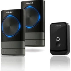 Sonnettes Sans Fil, 45 Mélodies 5-Niveaux Volum Et, IP55 Étanche Carillon Sans Fil, Kit De Carillon Avec 300 Mètres, LED Flash, 2Récepteur Enfichables