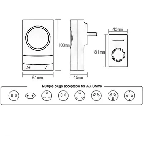 Sonnettes Sans Fil, 45 Mélodies 5-Niveaux Volum Et, IP55 Étanche Carillon Sans Fil, Kit De Carillon Avec 300 Mètres, LED Flash, 2Récepteur Enfichables 4 Sonnettes Sans Fil, 45 Mélodies 5-Niveaux Volum Et, IP55 Étanche Carillon Sans Fil, Kit De Carillon Avec 300 Mètres, LED Flash, 2Récepteur Enfichables – Image 2