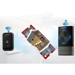 Sonnettes Sans Fil, 45 Mélodies 5-Niveaux Volum Et, IP55 Étanche Carillon Sans Fil, Kit De Carillon Avec 300 Mètres, LED Flash, 2Récepteur Enfichables 9 Sonnettes Sans Fil, 45 Mélodies 5-Niveaux Volum Et, IP55 Étanche Carillon Sans Fil, Kit De Carillon Avec 300 Mètres, LED Flash, 2Récepteur Enfichables -Dagrand Magasin 88641175 3