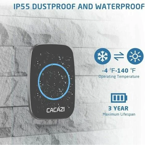 Sonnette Sans Fil, 300 Mètres Sonnette De Porte étanche Carillon Electronique, Kit De Carillon Avec 1 Récepteurs Enfichables, Sans Fil Carillon Kit Avec LED Flash 4 Sonnette Sans Fil, 300 Mètres Sonnette De Porte étanche Carillon Electronique, Kit De Carillon Avec 1 Récepteurs Enfichables, Sans Fil Carillon Kit Avec LED Flash – Image 2