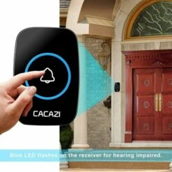 Sonnette Sans Fil, 300 Mètres Sonnette De Porte étanche Carillon Electronique, Kit De Carillon Avec 1 Récepteurs Enfichables, Sans Fil Carillon Kit Avec LED Flash 9 Sonnette Sans Fil, 300 Mètres Sonnette De Porte étanche Carillon Electronique, Kit De Carillon Avec 1 Récepteurs Enfichables, Sans Fil Carillon Kit Avec LED Flash -Dagrand Magasin 92459020 3