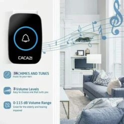 Sonnette Sans Fil, 300 Mètres Sonnette De Porte étanche Carillon Electronique, Kit De Carillon Avec 1 Récepteurs Enfichables, Sans Fil Carillon Kit Avec LED Flash 10 Sonnette Sans Fil, 300 Mètres Sonnette De Porte étanche Carillon Electronique, Kit De Carillon Avec 1 Récepteurs Enfichables, Sans Fil Carillon Kit Avec LED Flash -Dagrand Magasin 92459020 4