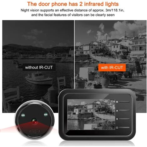 Sonnette Vidéo Numérique Sans Fil, Caméra Judas Avec Moniteur LCD 2,4 Pouces, Caméra œil De Chat De Surveillance électronique, Objectif HD Grand Angle 90 °, Vision Nocturne IR 4 Sonnette Vidéo Numérique Sans Fil, Caméra Judas Avec Moniteur LCD 2,4 Pouces, Caméra œil De Chat De Surveillance électronique, Objectif HD Grand Angle 90 °, Vision Nocturne IR – Image 2
