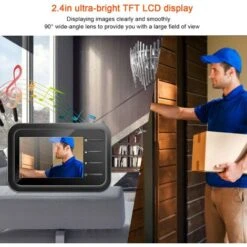 Sonnette Vidéo Numérique Sans Fil, Caméra Judas Avec Moniteur LCD 2,4 Pouces, Caméra œil De Chat De Surveillance électronique, Objectif HD Grand Angle 90 °, Vision Nocturne IR 9 Sonnette Vidéo Numérique Sans Fil, Caméra Judas Avec Moniteur LCD 2,4 Pouces, Caméra œil De Chat De Surveillance électronique, Objectif HD Grand Angle 90 °, Vision Nocturne IR -Dagrand Magasin 92911338 3