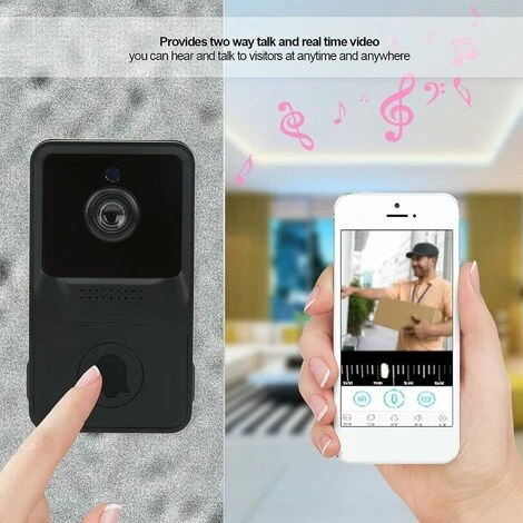 Sonnette Sans Fil Avec Caméra, Sonnette Vidéo Intelligente Wi-Fi, Visiophone Sans Fil,Audio Bidirectionnel, Alarme Antivol Pir,Carte Sd Et Stockage Cloud,Batterie 800mah 5 Sonnette Sans Fil Avec Caméra, Sonnette Vidéo Intelligente Wi-Fi, Visiophone Sans Fil,Audio Bidirectionnel, Alarme Antivol Pir,Carte Sd Et Stockage Cloud,Batterie 800mah – Image 3