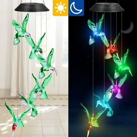 Carillons Éoliens Solaire, Carillon De Vent Colibri Changement De Couleur LED Lampe Solaire Mobile Carillon Étanche Intérieure Extérieure Pour Décoration De Jardin, Patio, Porch, Terrasse, Cour, Fête 4 Carillons Éoliens Solaire, Carillon De Vent Colibri Changement De Couleur LED Lampe Solaire Mobile Carillon Étanche Intérieure Extérieure Pour Décoration De Jardin, Patio, Porch, Terrasse, Cour, Fête – Image 2