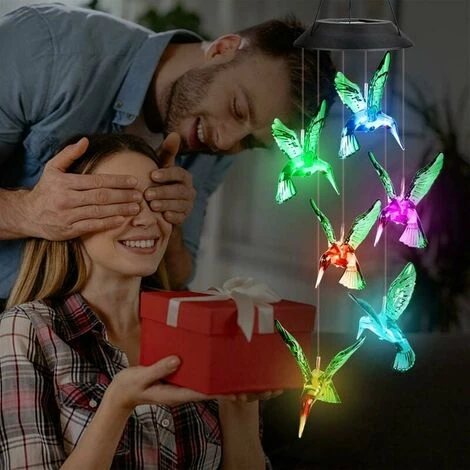 Carillons Éoliens Solaire, Carillon De Vent Colibri Changement De Couleur LED Lampe Solaire Mobile Carillon Étanche Intérieure Extérieure Pour Décoration De Jardin, Patio, Porch, Terrasse, Cour, Fête 7 Carillons Éoliens Solaire, Carillon De Vent Colibri Changement De Couleur LED Lampe Solaire Mobile Carillon Étanche Intérieure Extérieure Pour Décoration De Jardin, Patio, Porch, Terrasse, Cour, Fête – Image 5