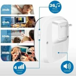 Sonnette Sans Fil Etanche, Sonnette De Porte Extérieur à 300m De Portée, 2 Emetteur & 1 Récepteurs, Kit De Carillon Sans Fil Avec LED Flash, 36 Mélodies, 4 Niveau Volume, Pour Maison, Bureau 8 Sonnette Sans Fil Etanche, Sonnette De Porte Extérieur à 300m De Portée, 2 Emetteur & 1 Récepteurs, Kit De Carillon Sans Fil Avec LED Flash, 36 Mélodies, 4 Niveau Volume, Pour Maison, Bureau -Dagrand Magasin 97197192 2